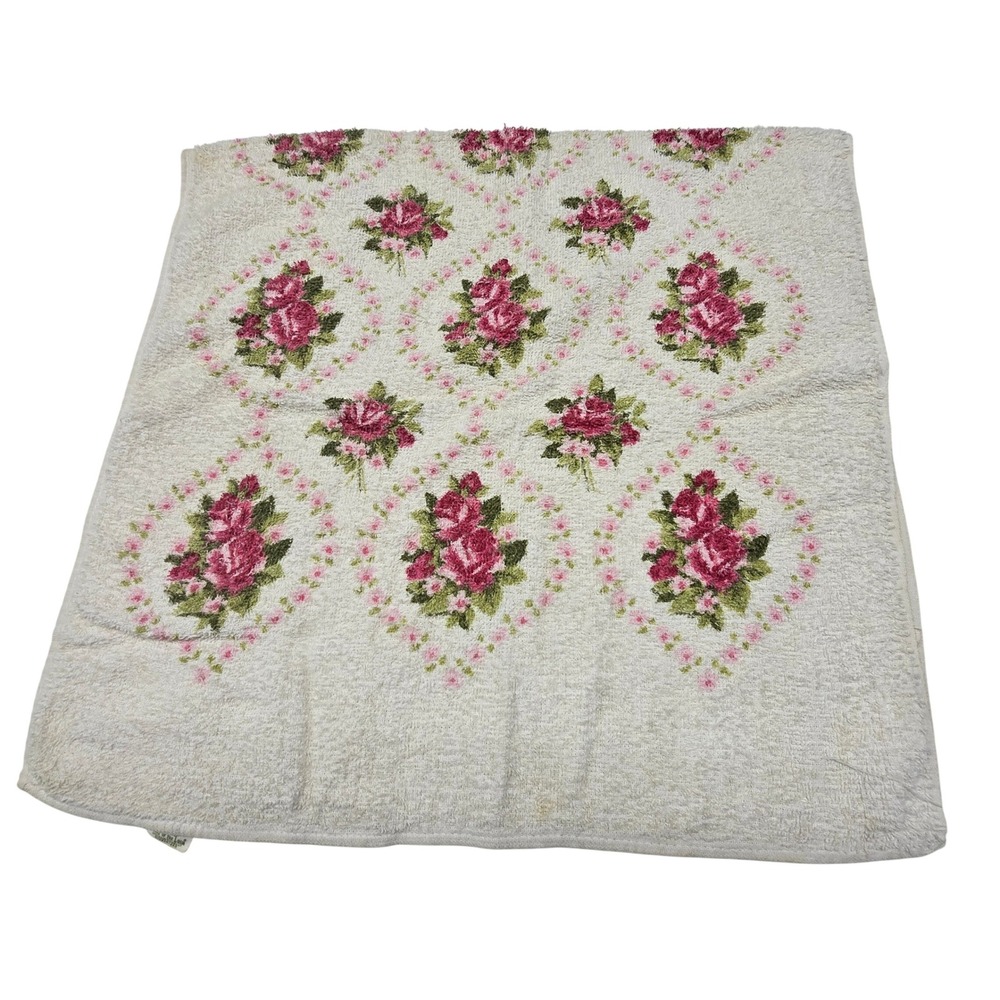 Vintage Cottage Floral Fruit the Loom Dish Towel 100% Cotton Kitchen Granny USA